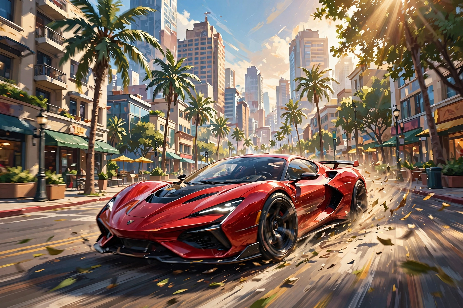 GTA V city street game art